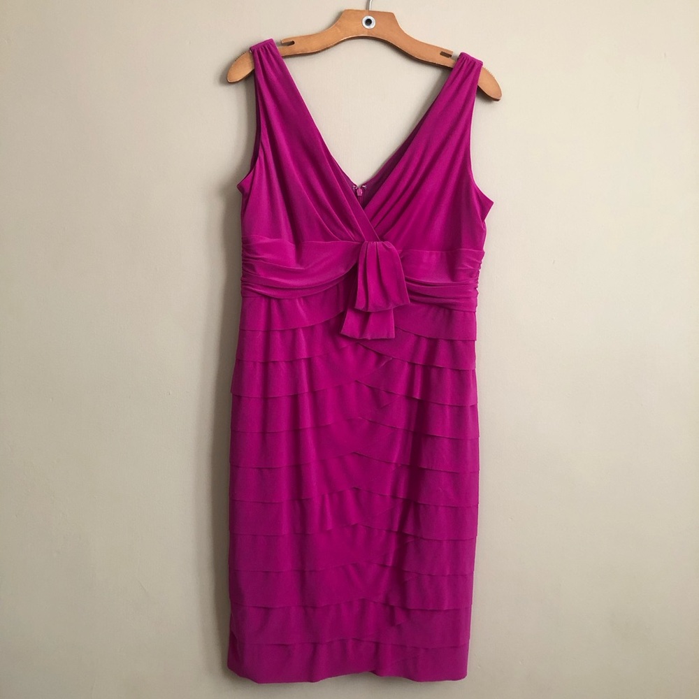 Jones New York Tiered Fuchsia Cocktail Dress